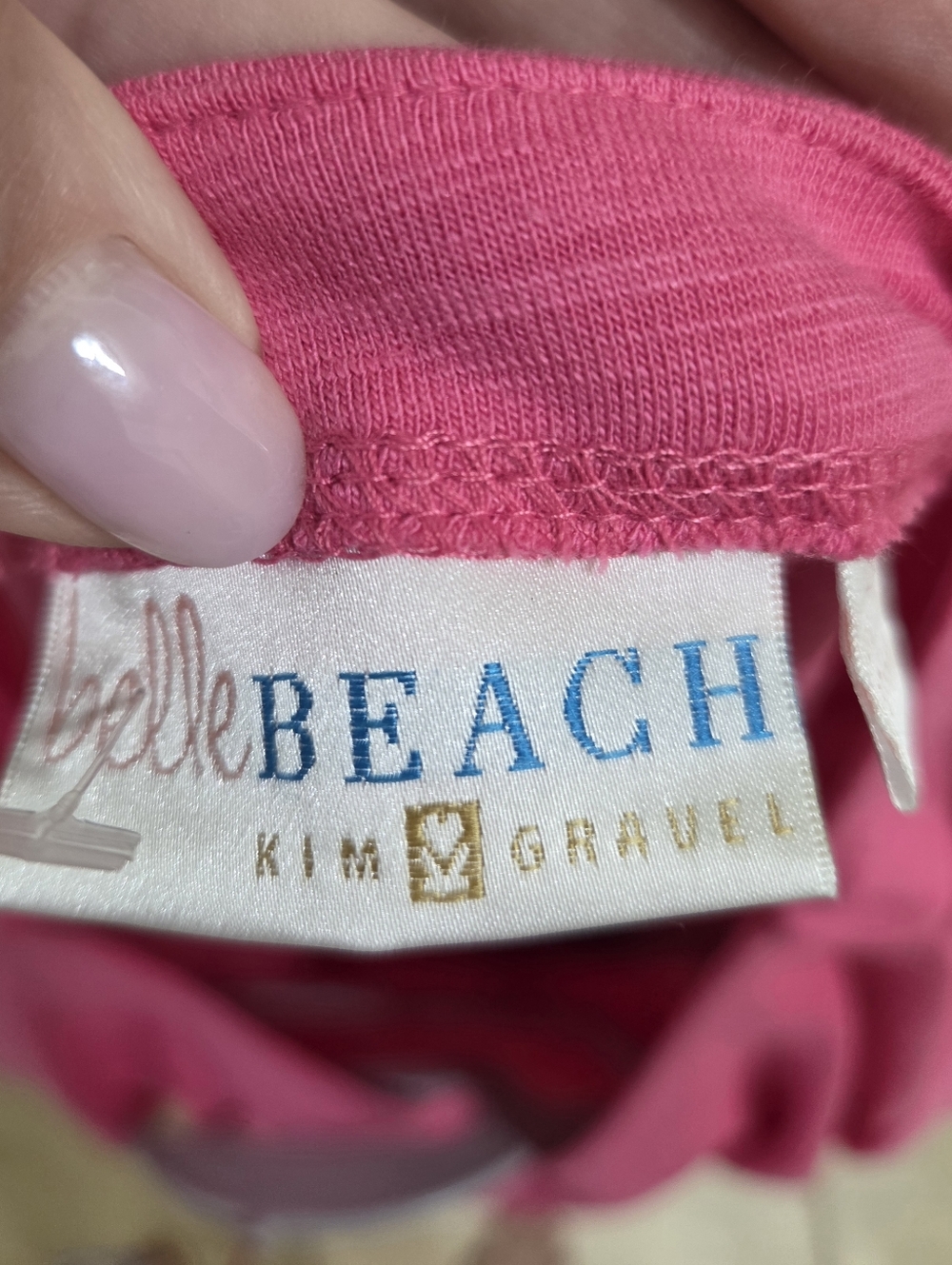 Belle Beach By KIM Gravel Vibrant Pink V-Neck Slub Knit Gauze Top Size XL...NWOT - Picture 5 of 6